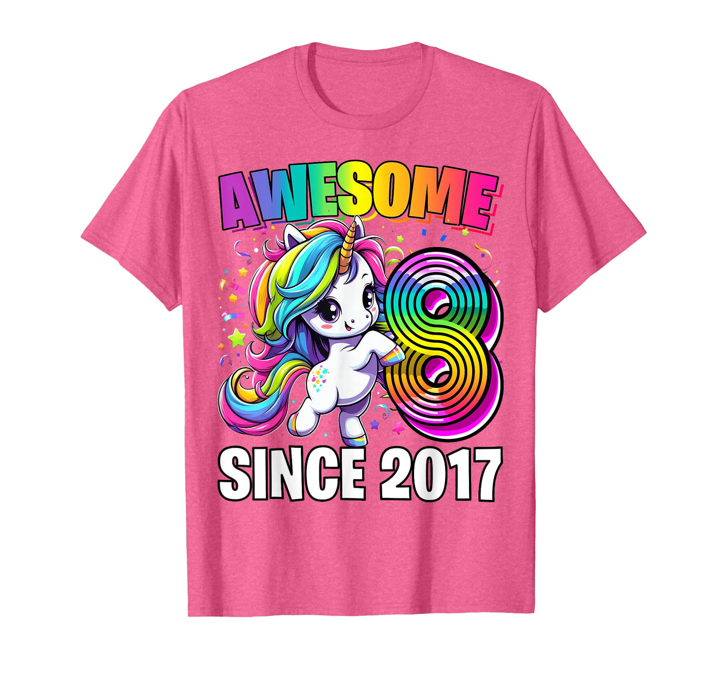 Unicorn 8th Birthday 8 Year Old Unicorn Party Girls Outfit T-Shirt