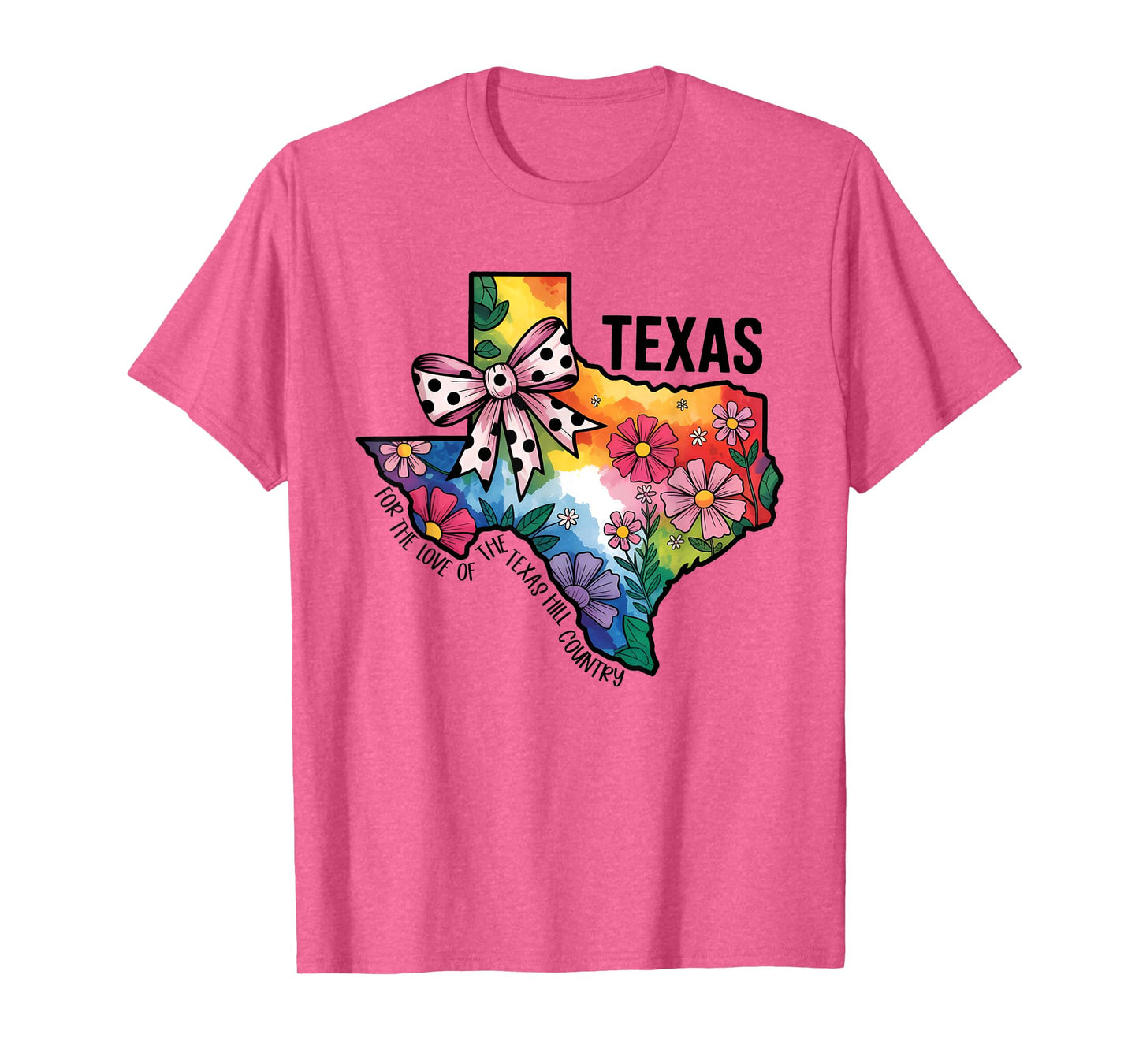 Texas For The Love Of The Texas Hill Country Flower Map Bow T-Shirt