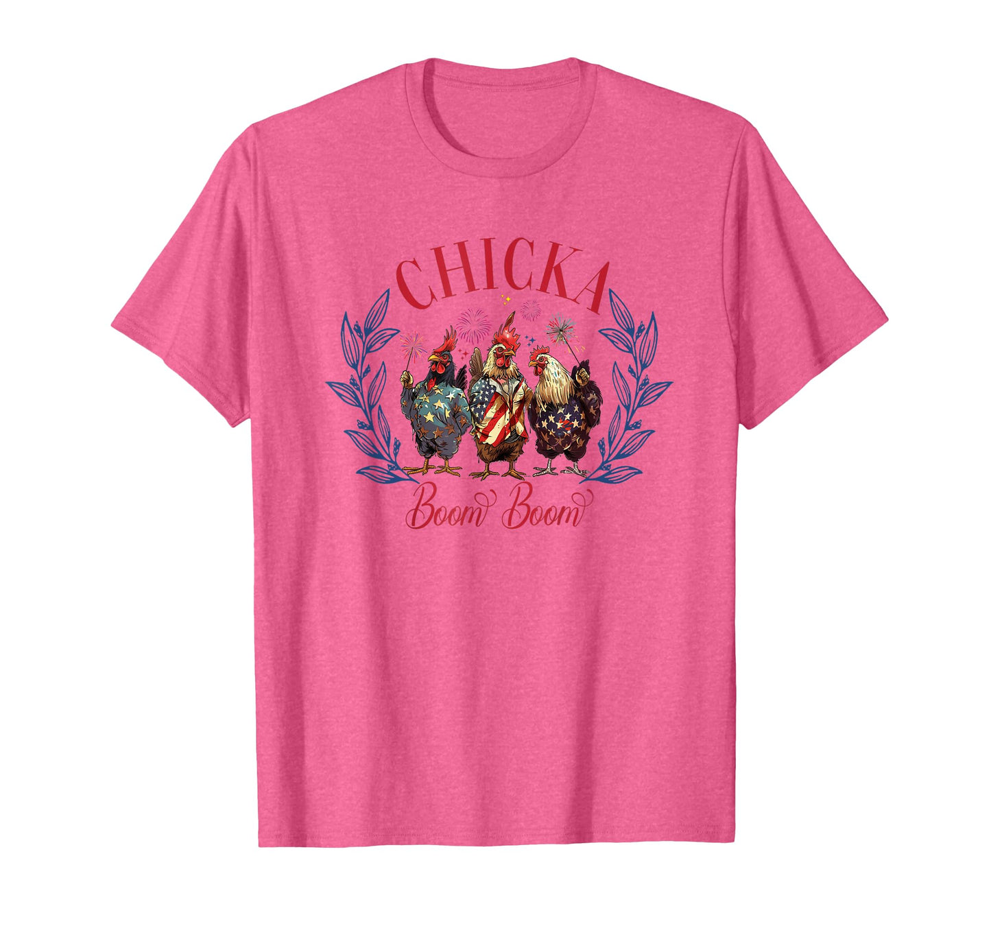 Chicka Boom Boom Cute Chicken Retro 4th of July America T-Shirt