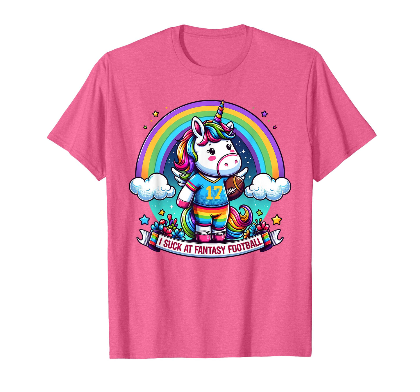I Suck at Fantasy Football Unicorn Rainbow Loser T-Shirt