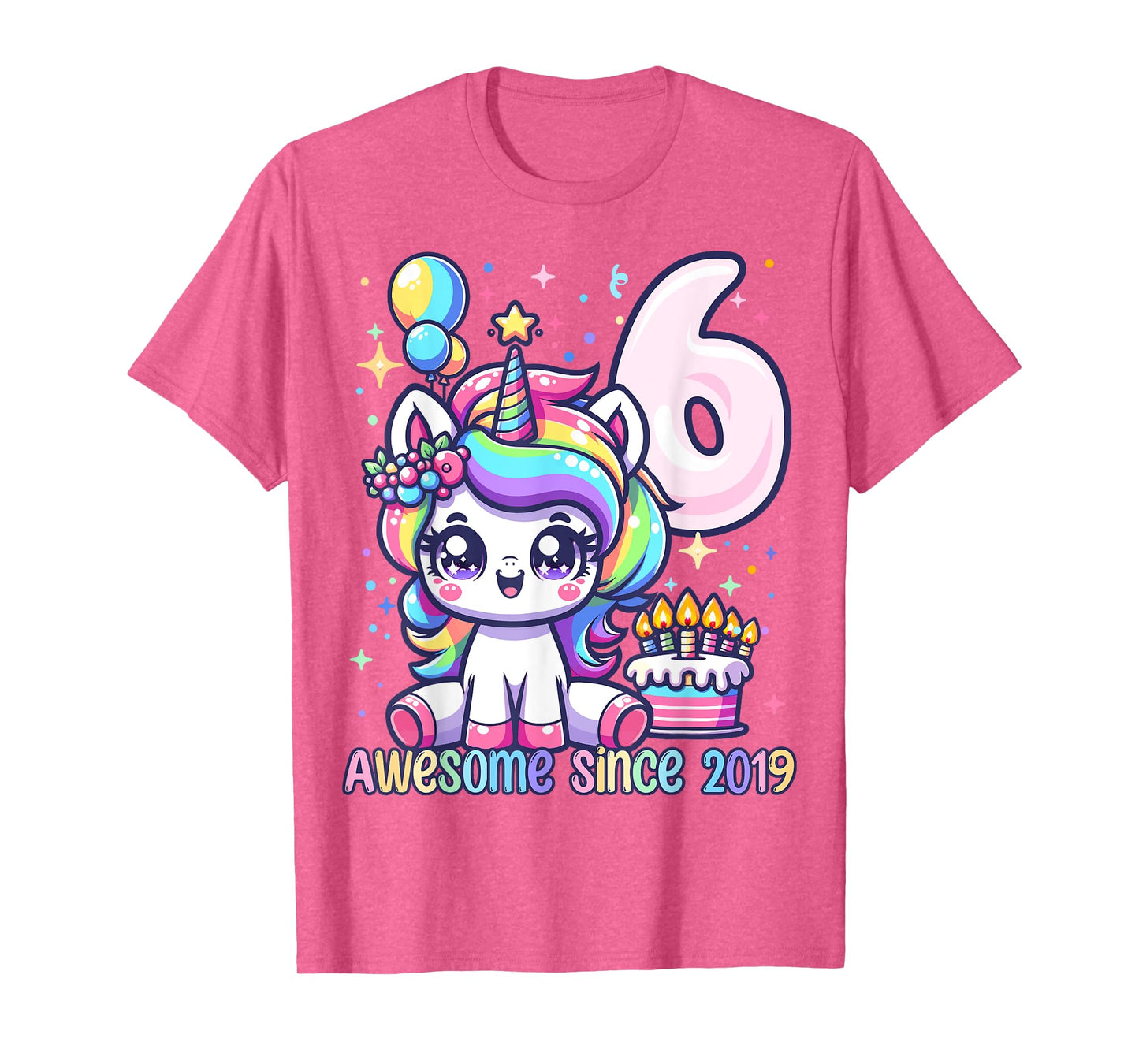 Unicorn 6th Birthday 6 Year Old Unicorn Party Girls Outfit T-Shirt