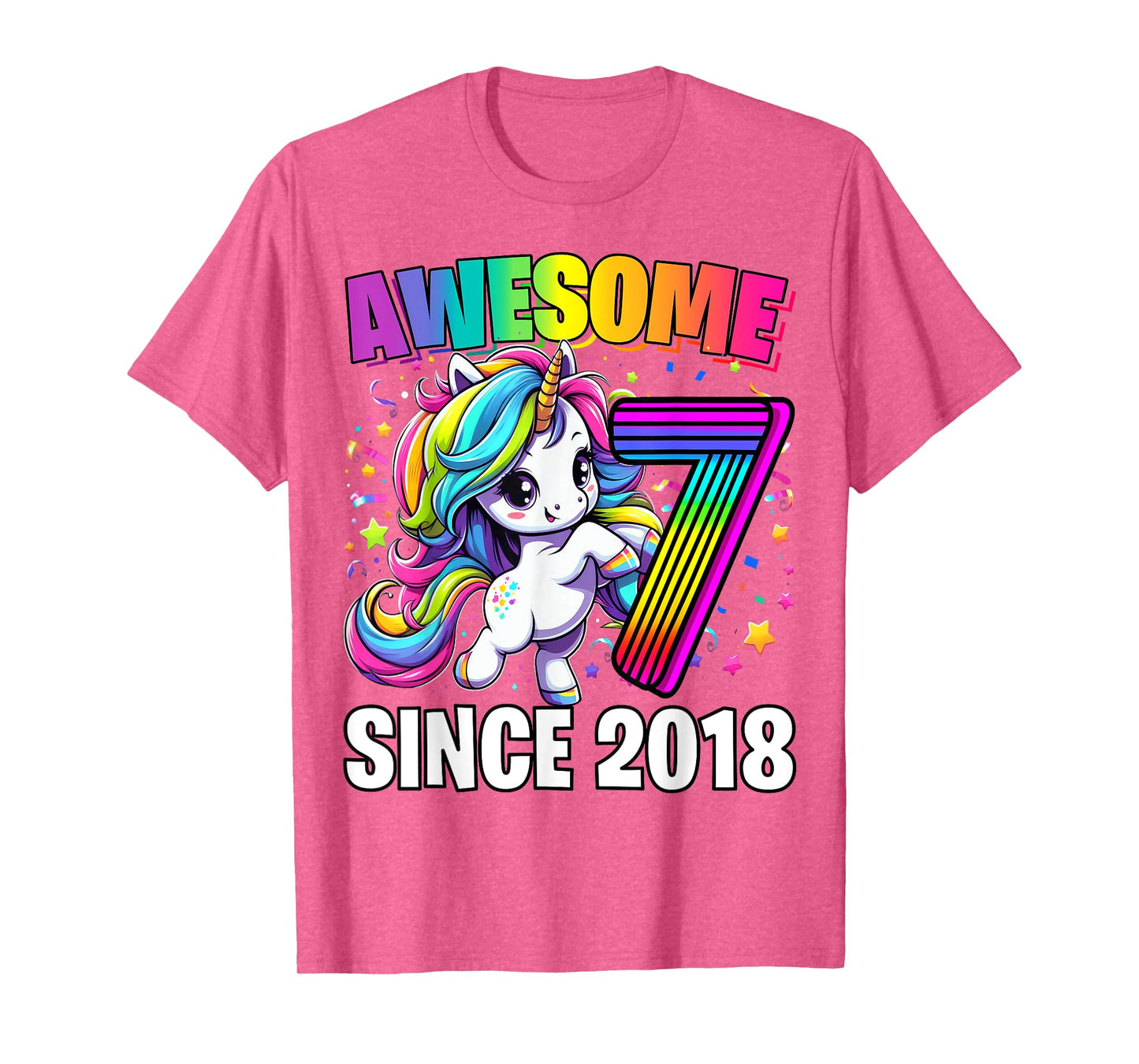 Unicorn 7th Birthday 7 Year Old Unicorn Party Girls Outfit T-Shirt