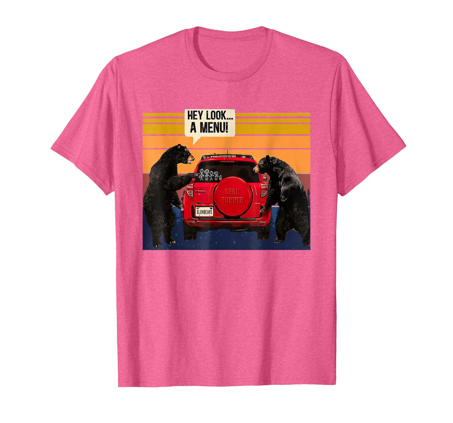 hey look the menu mountains forest camping wilderness bear T-Shirt