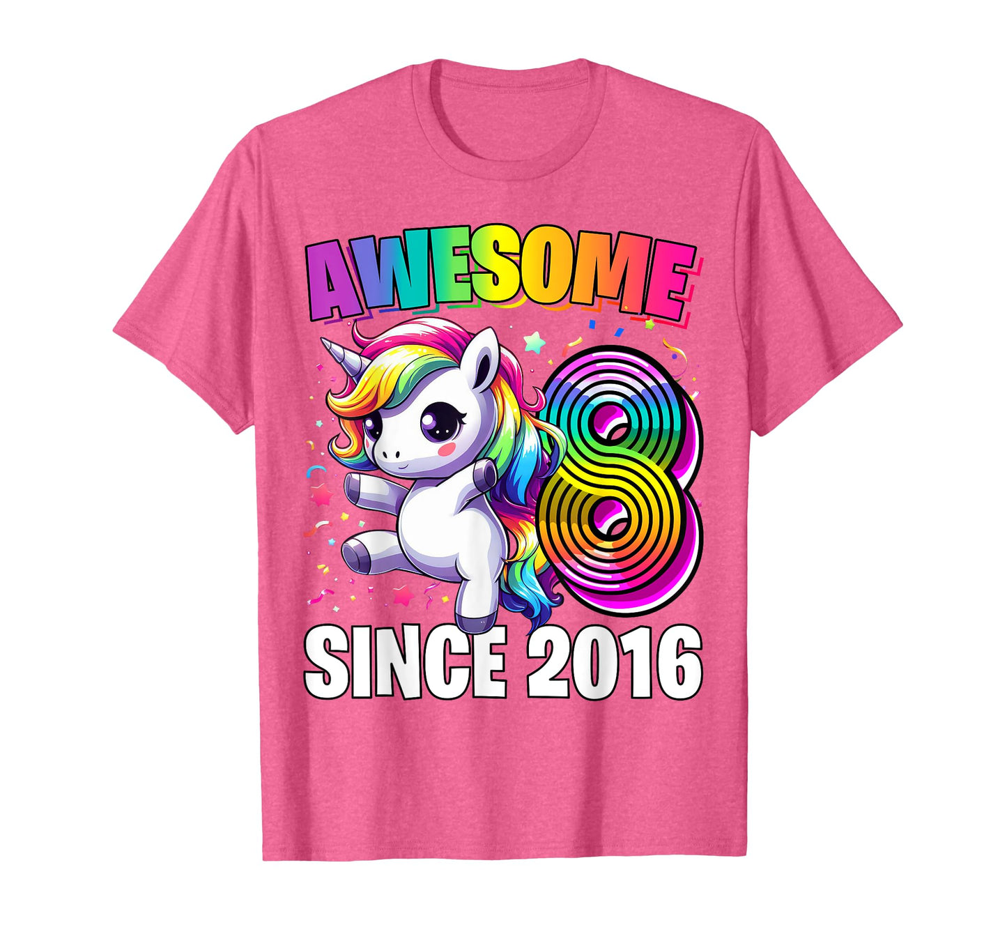 Unicorn 8th Birthday 8 Year Old Unicorn Party Girls Outfit T-Shirt