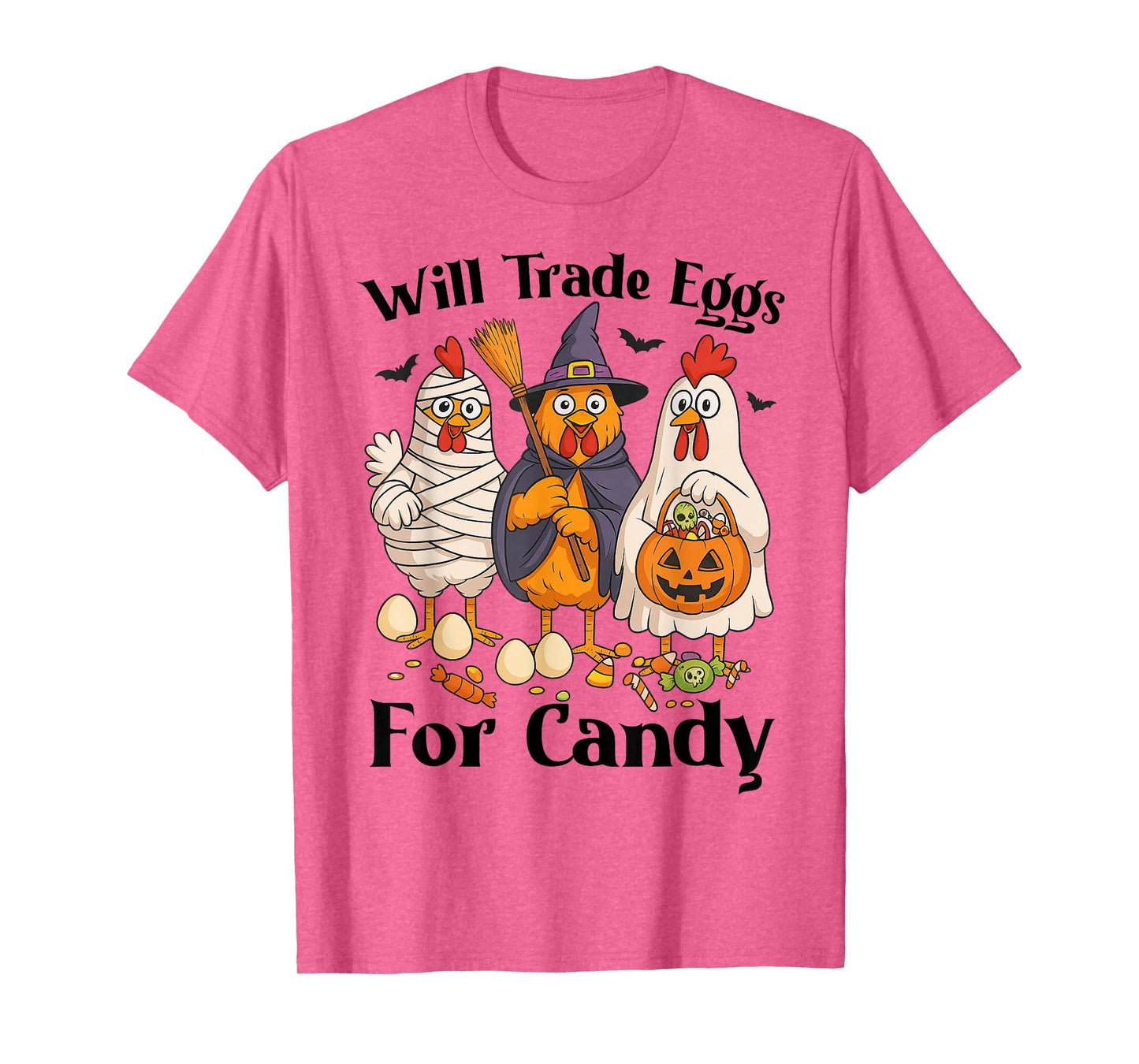 Funny Halloween Chicken Trade Eggs For Candy Trick or Treat T-Shirt