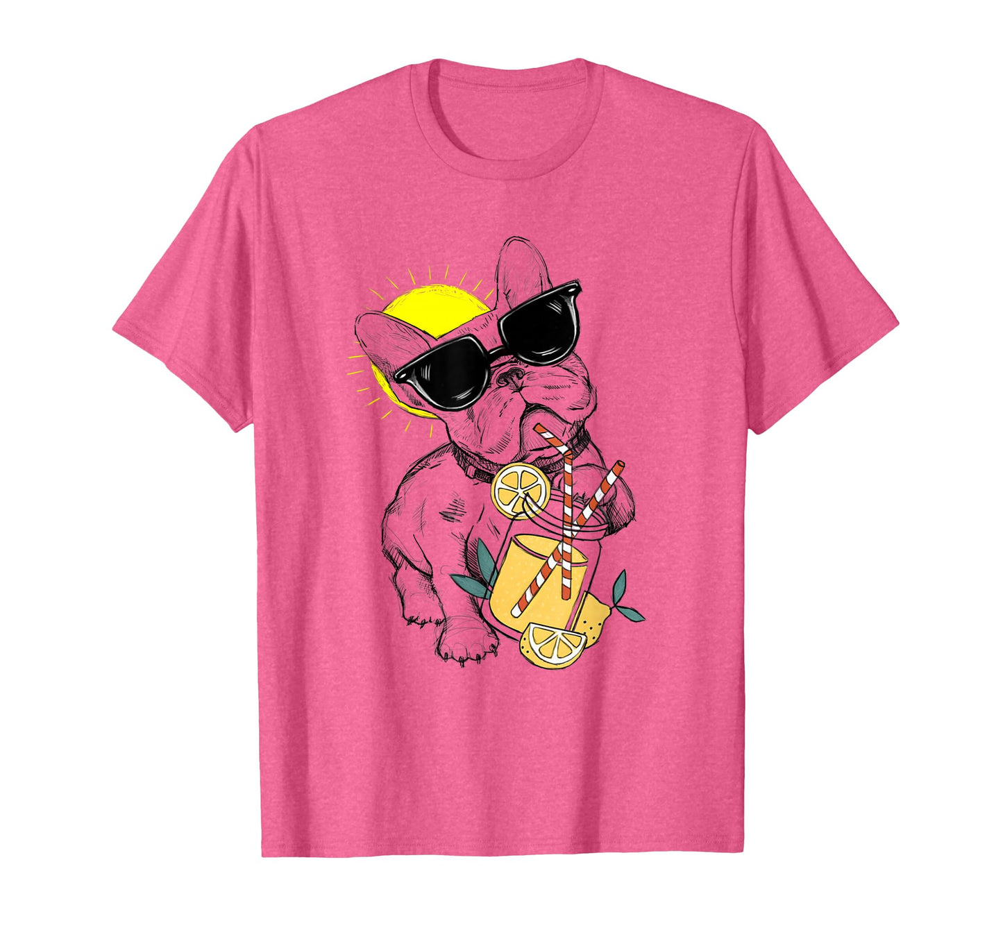 Funny French Bulldog Glasses Summer Lemonade Gift T-Shirt for Men Women Kids