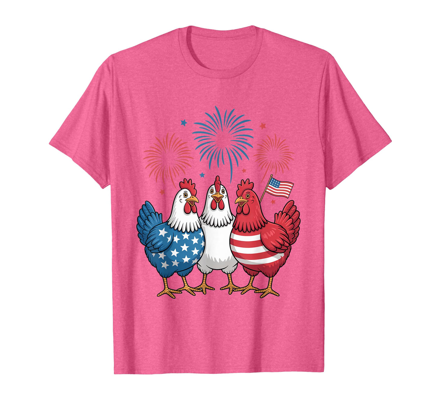 Funny Patriotic Chickens USA Flag 4th of July Chicken Lover T-Shirt