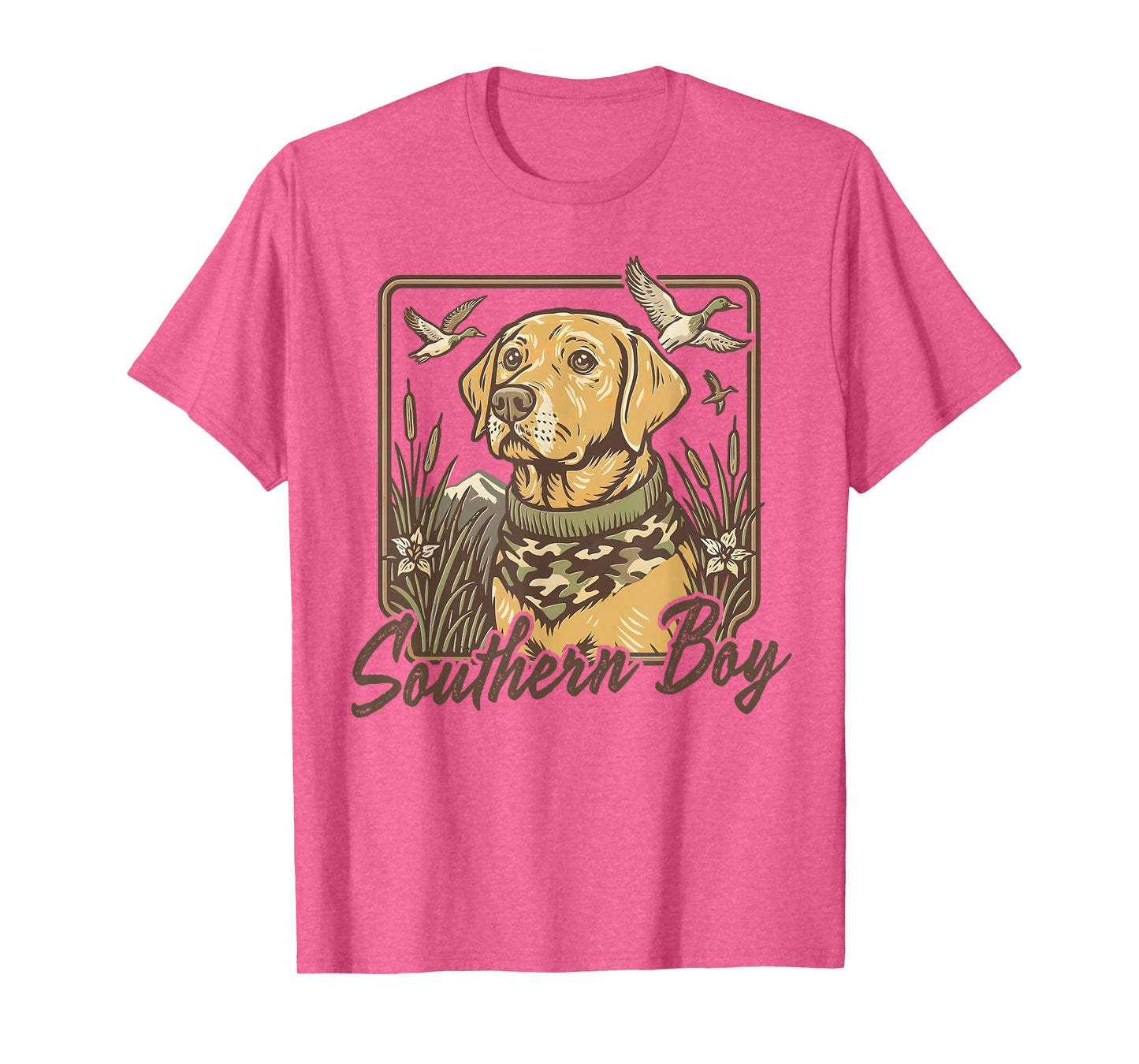 Camo Southern Boy Hunting Duck Dog Western Camouflage Flag T-Shirt
