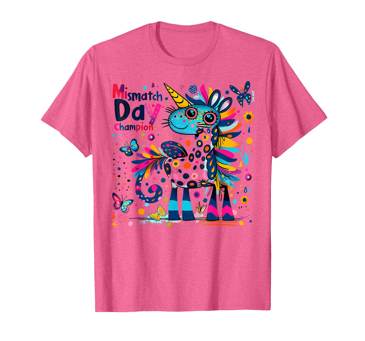 Mismatch Day Champion Funny Colorful Unicorn T-Shirt