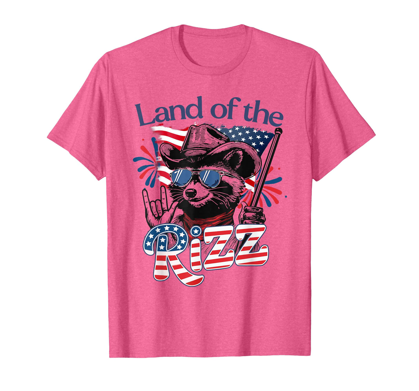 Land Of The Rizz Funny Patriotic Raccoon 4th July US Flag T-Shirt