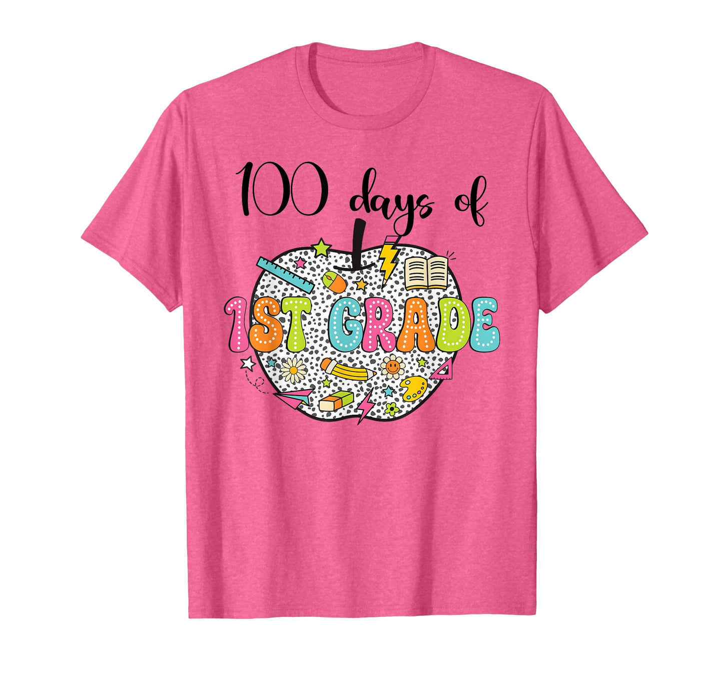 100th day of school shirt 100 days of 1st grade Bow Apple T-Shirt