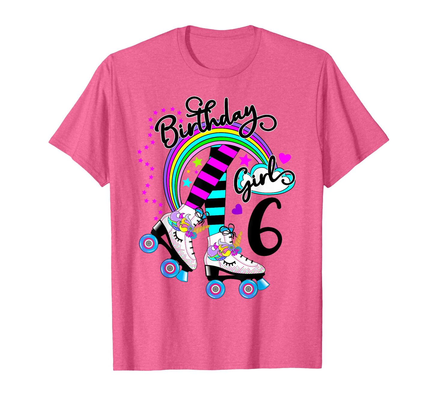 6th Unicorn Roller Skate Birthday Party for Girls Shirt T-Shirt