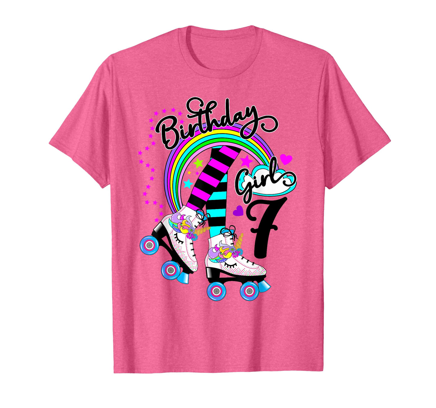 7th Unicorn Roller Skate Birthday Party for Girls Shirt