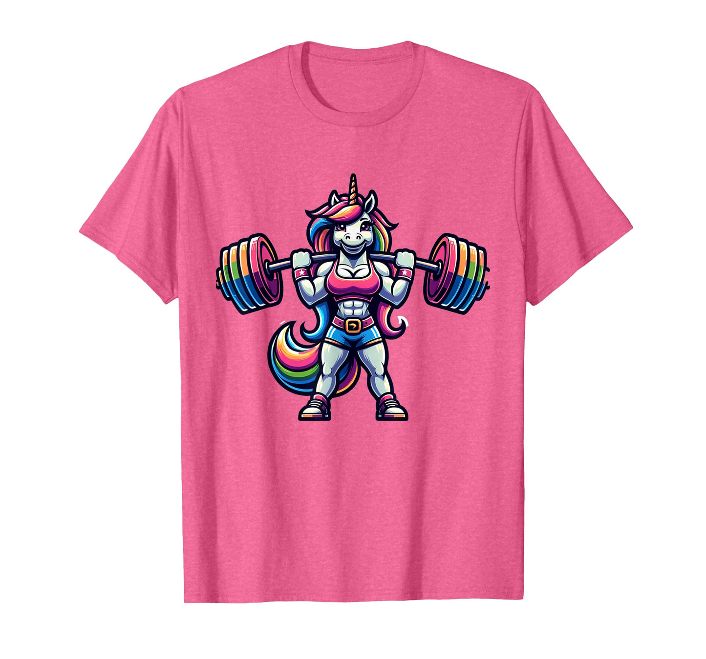 Muscular Female Unicorn Weightlifting Fitness T-Shirt