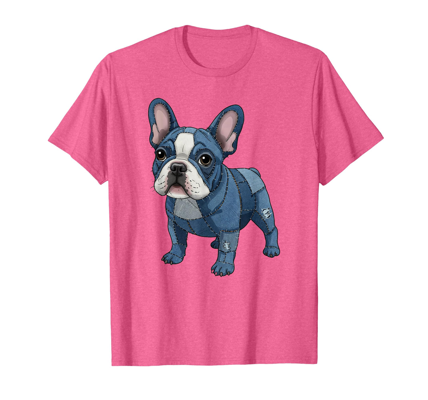 French Bulldog Pattern Patchwork Art Denim Frenchie Lover T-Shirt