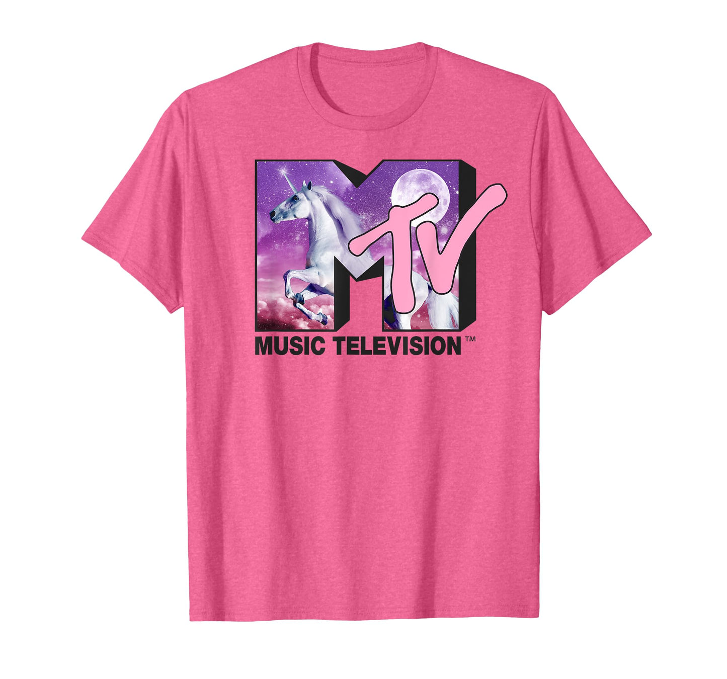 MTV Unicorn In the Night Sky Logo Fill Graphic T-Shirt T-Shirt