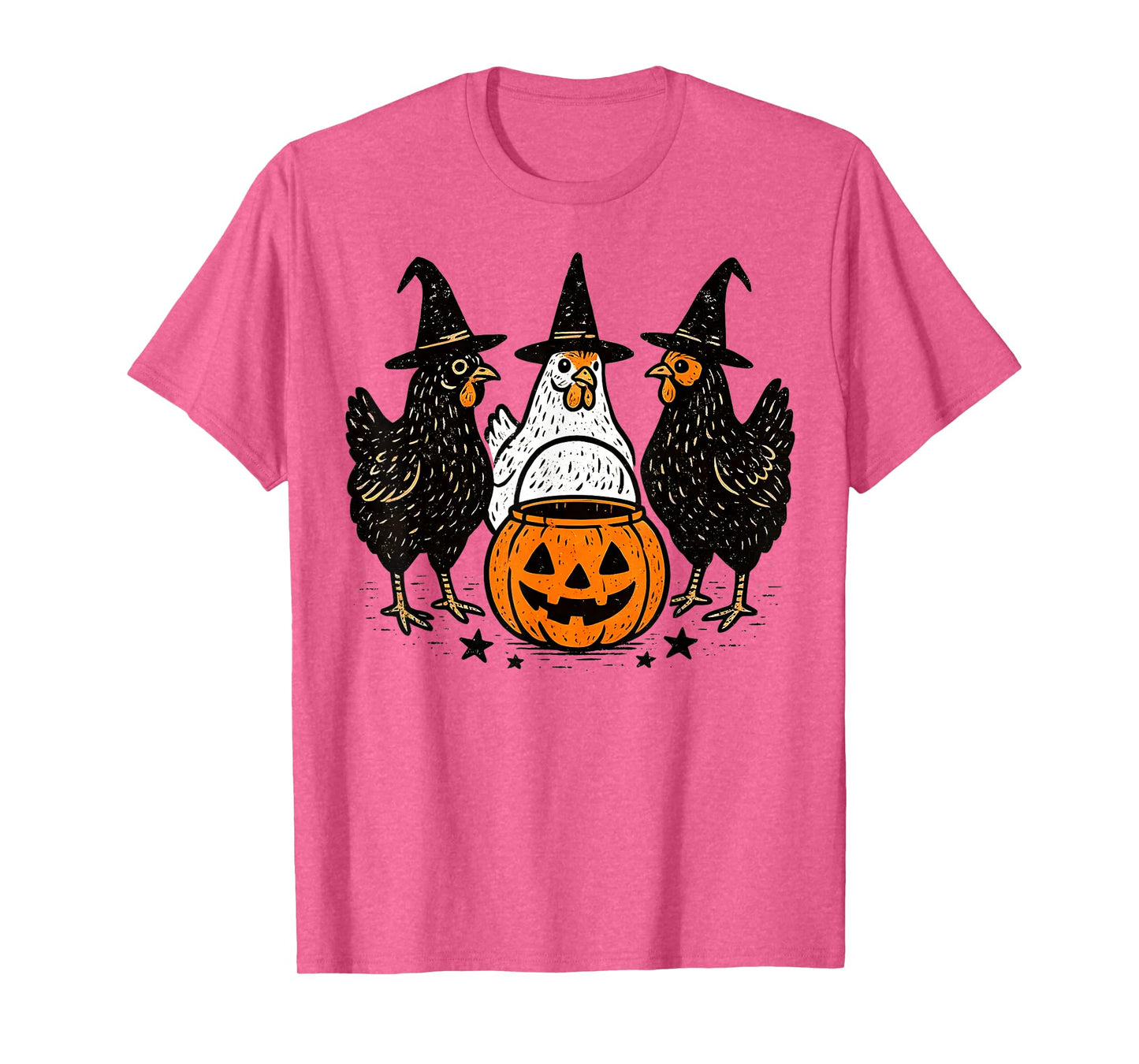 Funny Halloween Chickens Witch Pumpkin Spooky Season T-Shirt