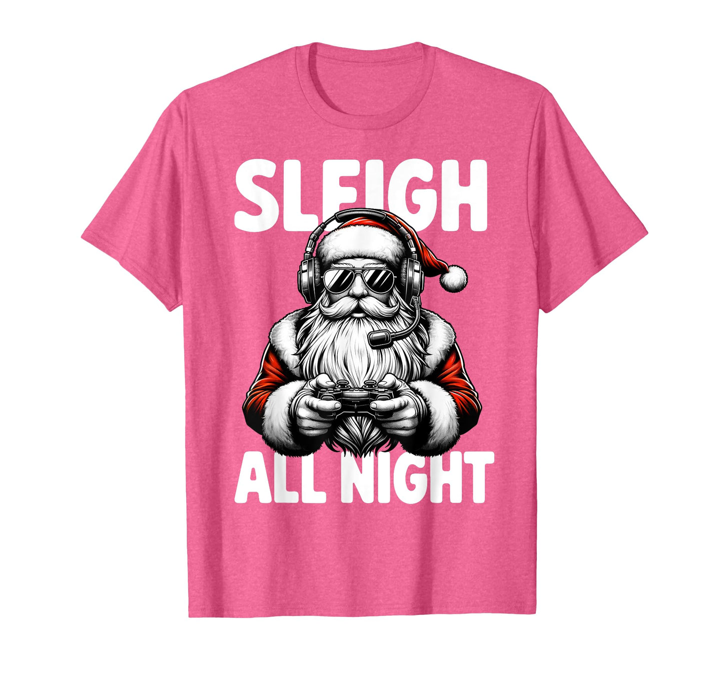 Christmas Gamer Boys Sleigh All Night Video Game Santa Xmas T-Shirt