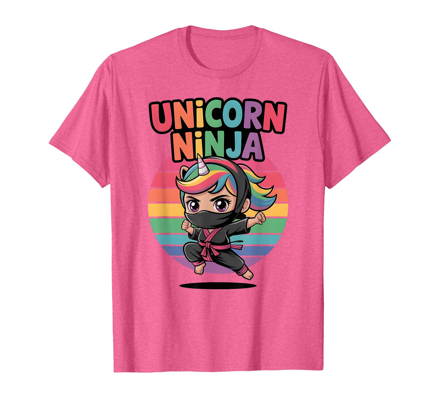 Happy UNICORN NINJA Birthday Girl Girls I Love Pink Crew T-Shirt
