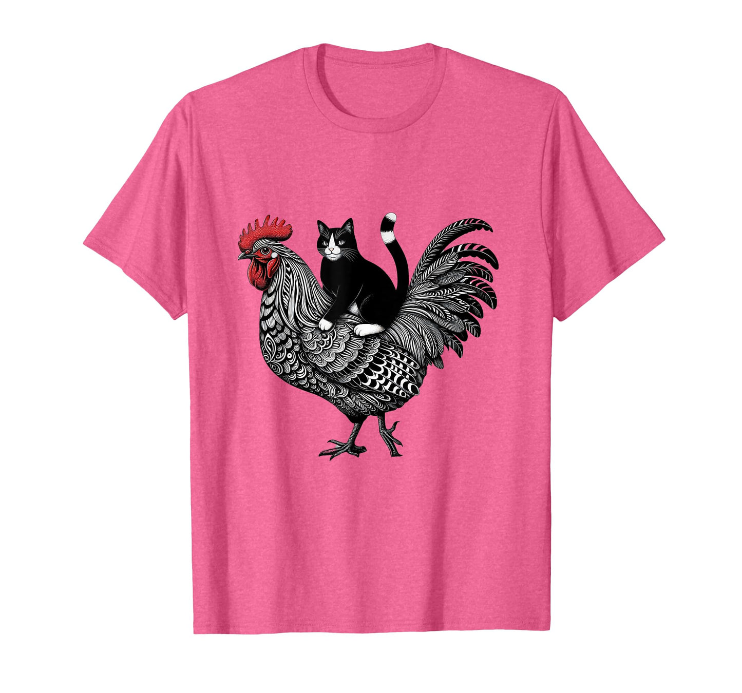 Funny Cat Riding Chicken Tuxedo Cat on a Chicken Lover Men Women T-Shirt
