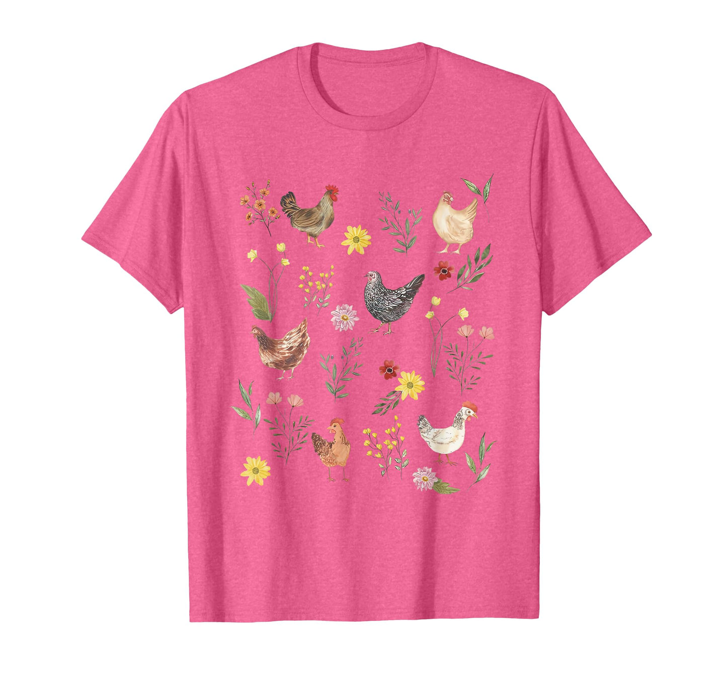 Wildflower Chicken Floral Chicken Lover Cute Farmer Flowers T-Shirt