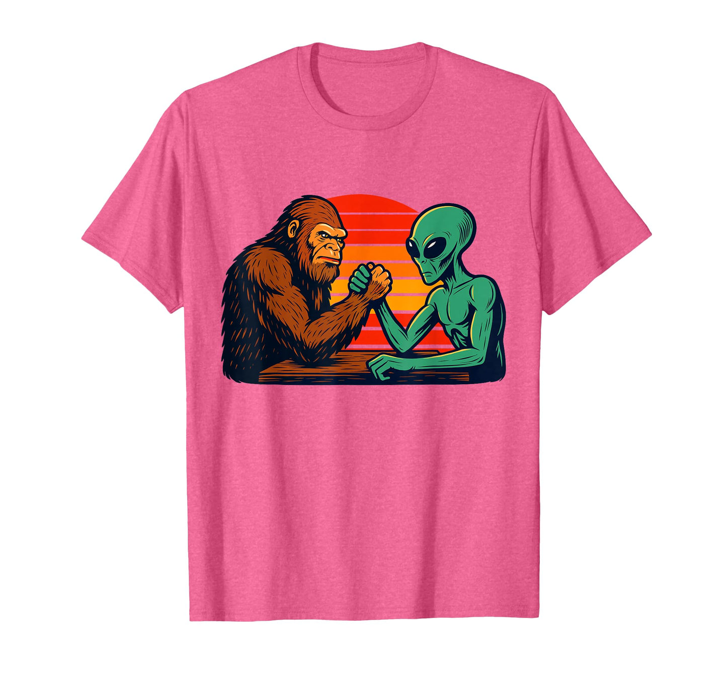 Funny Arm Wrestling Bigfoot Alien T-Shirt