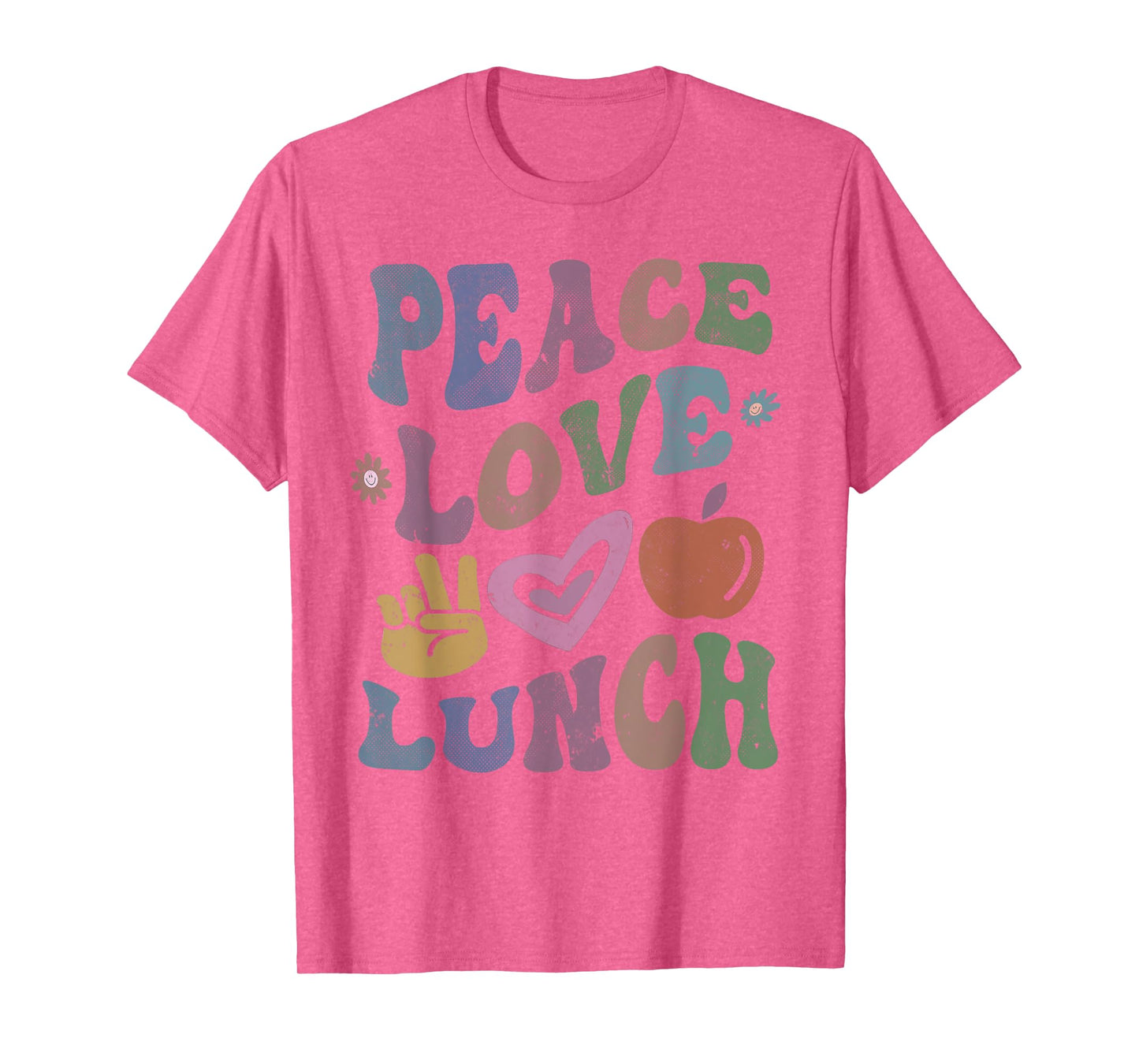 Retro PEACE LOVE LUNCH Lady Groovy Cafeteria Queen Vintage T-Shirt