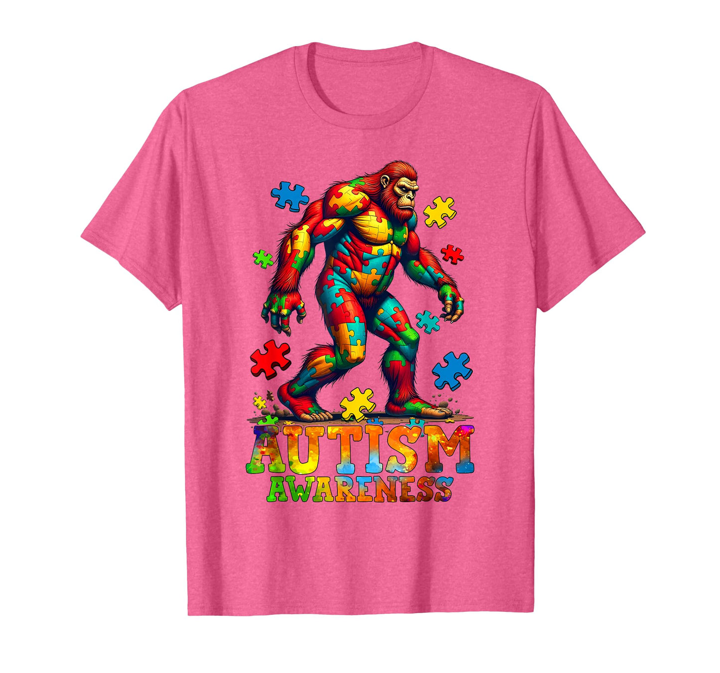 Bigfoot & Puzzle Pieces Autism Awareness Day Autistic Boys T-Shirt