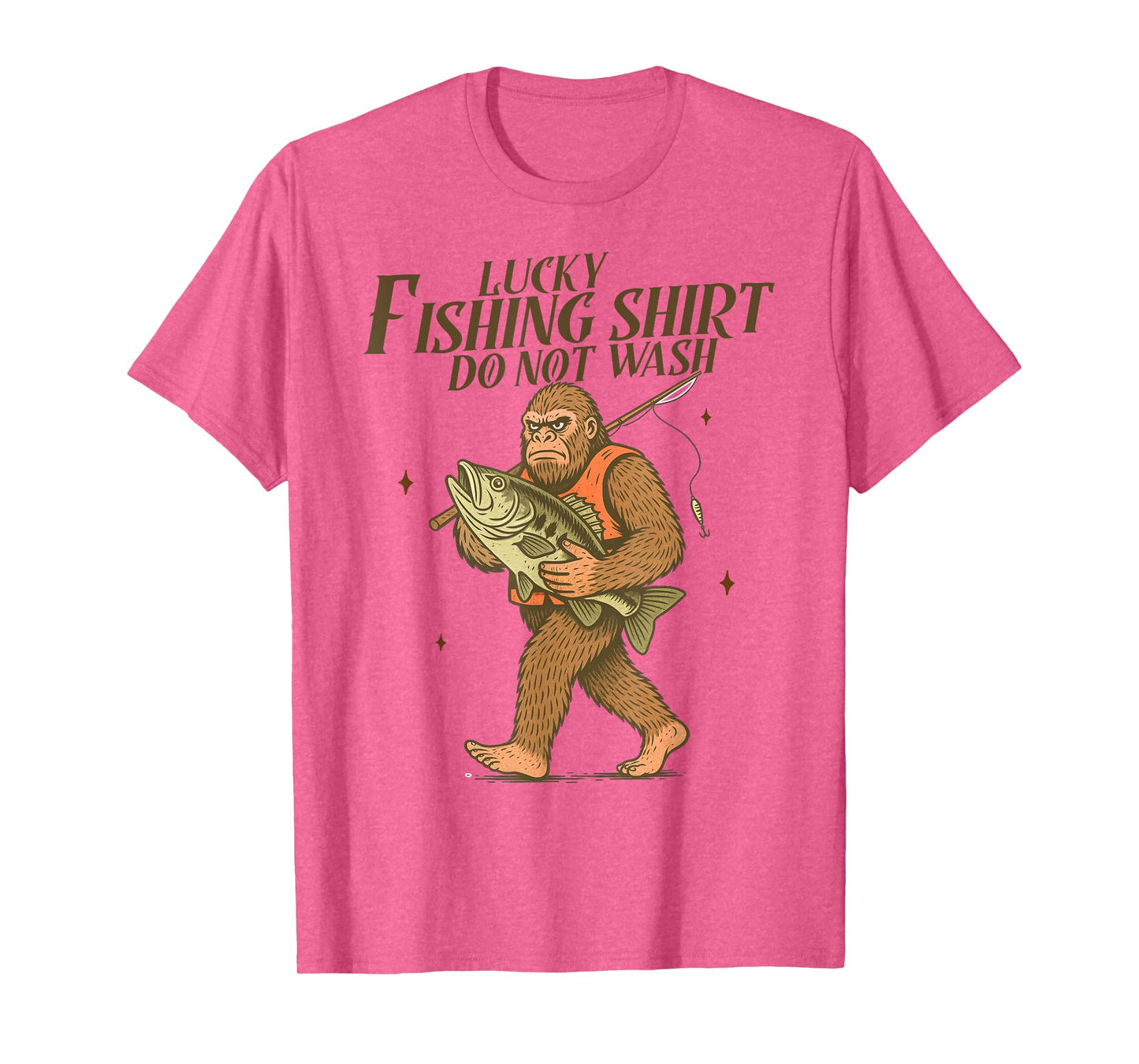 Fishing Lover Fisherman Bigfoot Funny Fisher Lucky Fishing T-Shirt