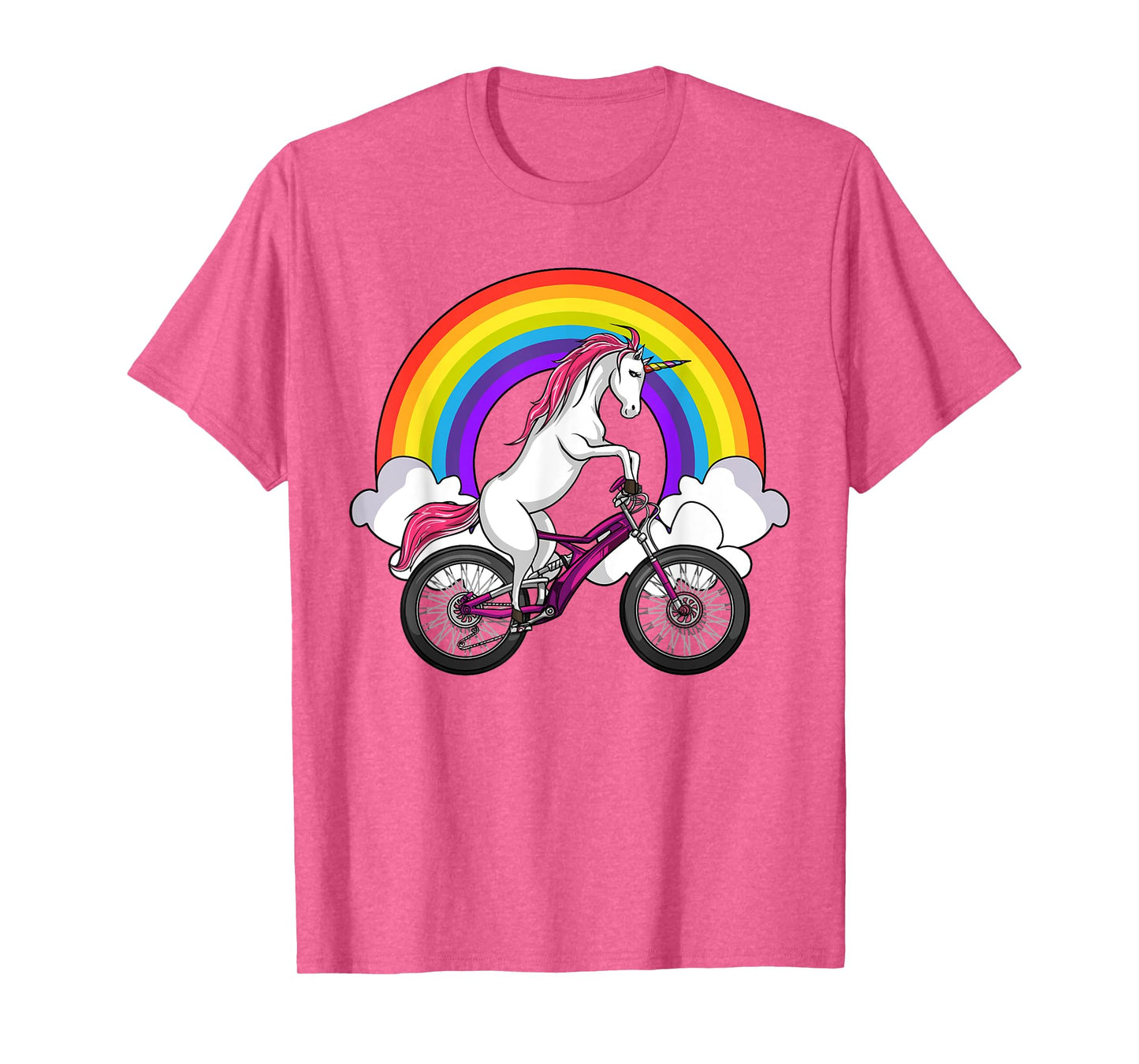 Unicorn Riding Bicycle Rainbow Cycling Women Girls Kids T-Shirt