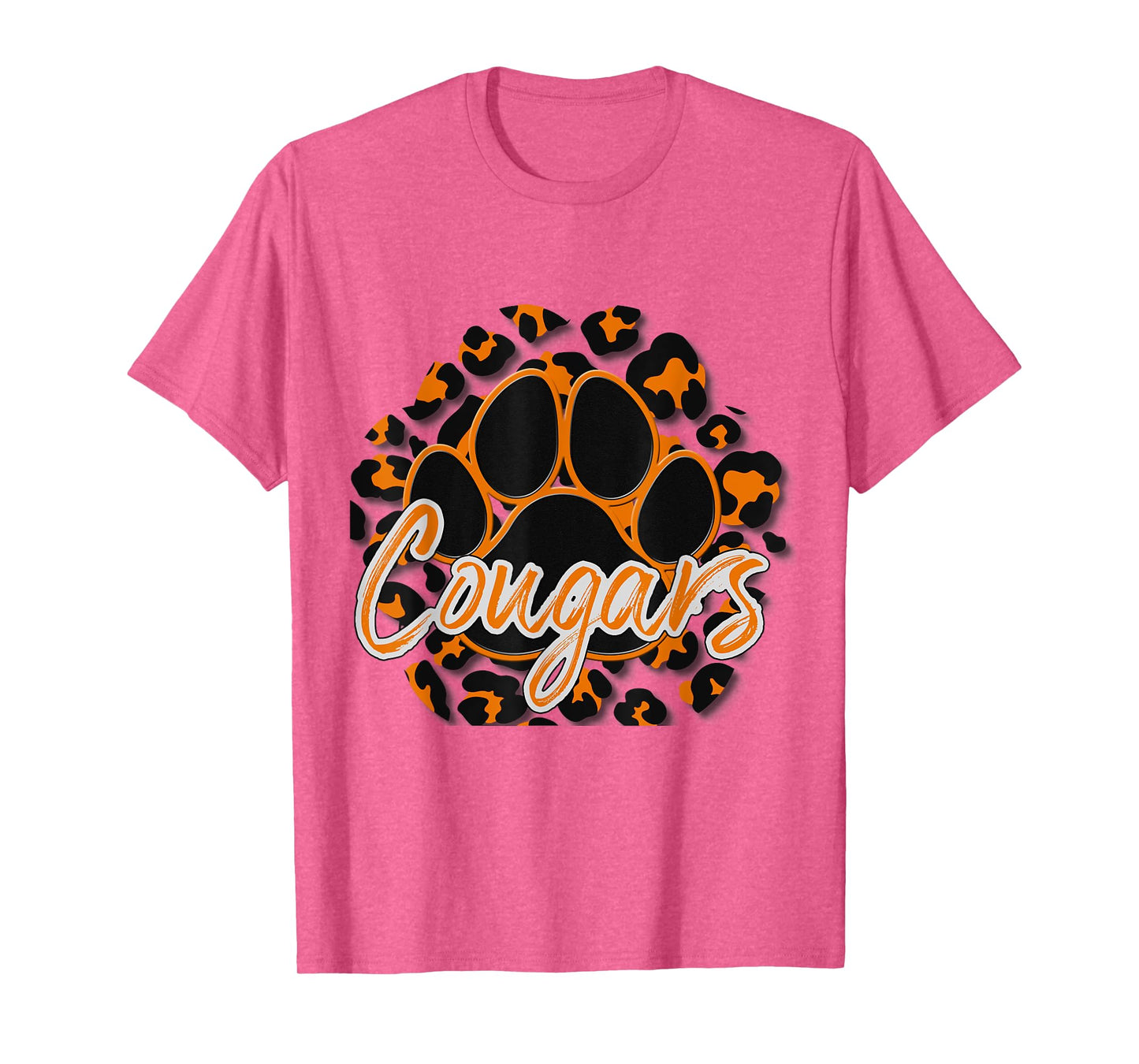 Cougar Orange Black Cheetah School Sports Fan Team Spirit T-Shirt