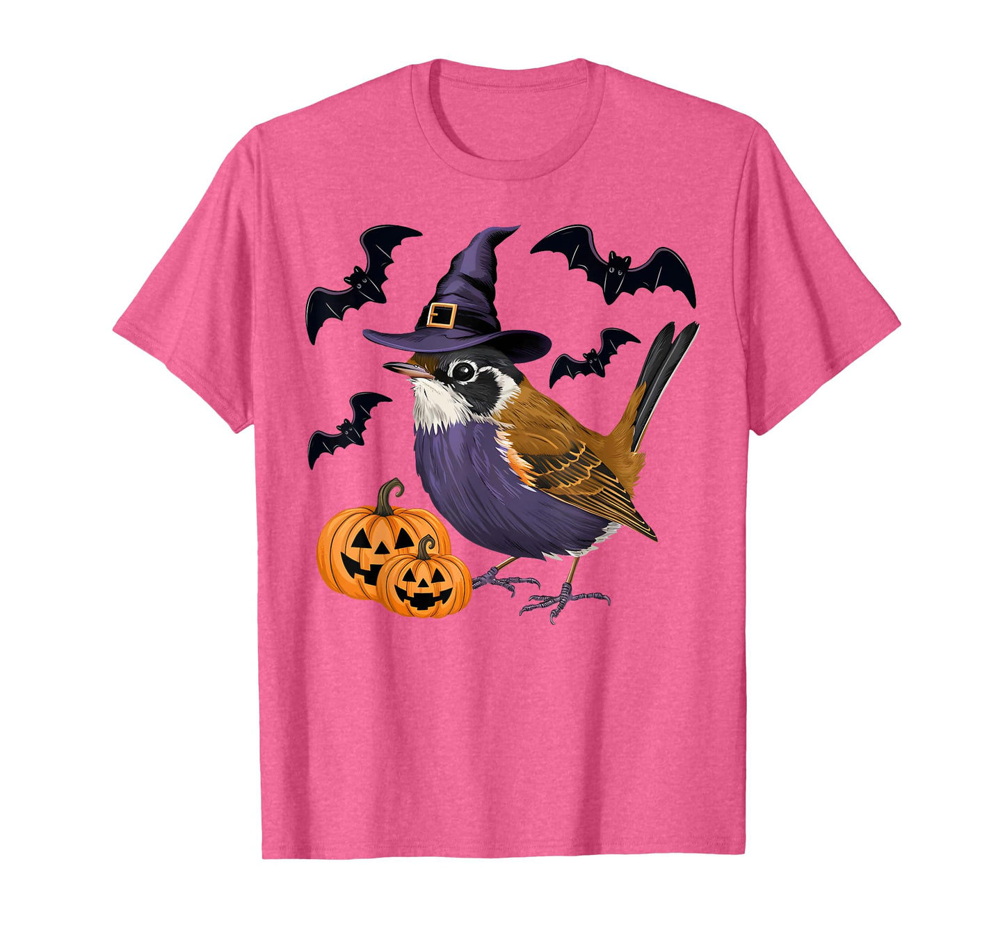 Funny Wren Bird Halloween Costume Scary Pumpkin Bat Witch T-Shirt