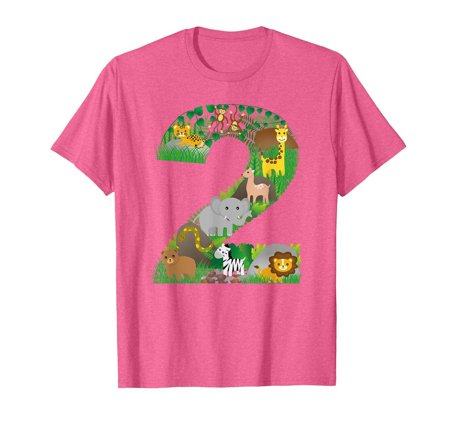 Safari Jungle Zoo animals Second Birthday number 2 T-shirt T-Shirt