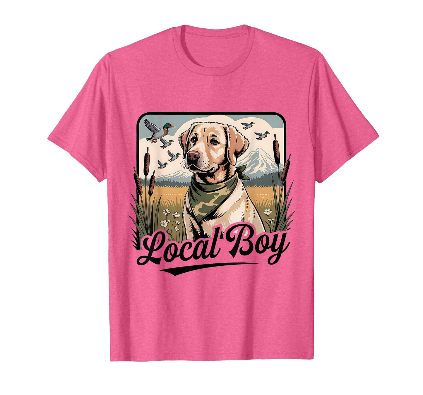 Local Boy Labrador Hunting Dog Marsh Scene Sunset Vintage T-Shirt