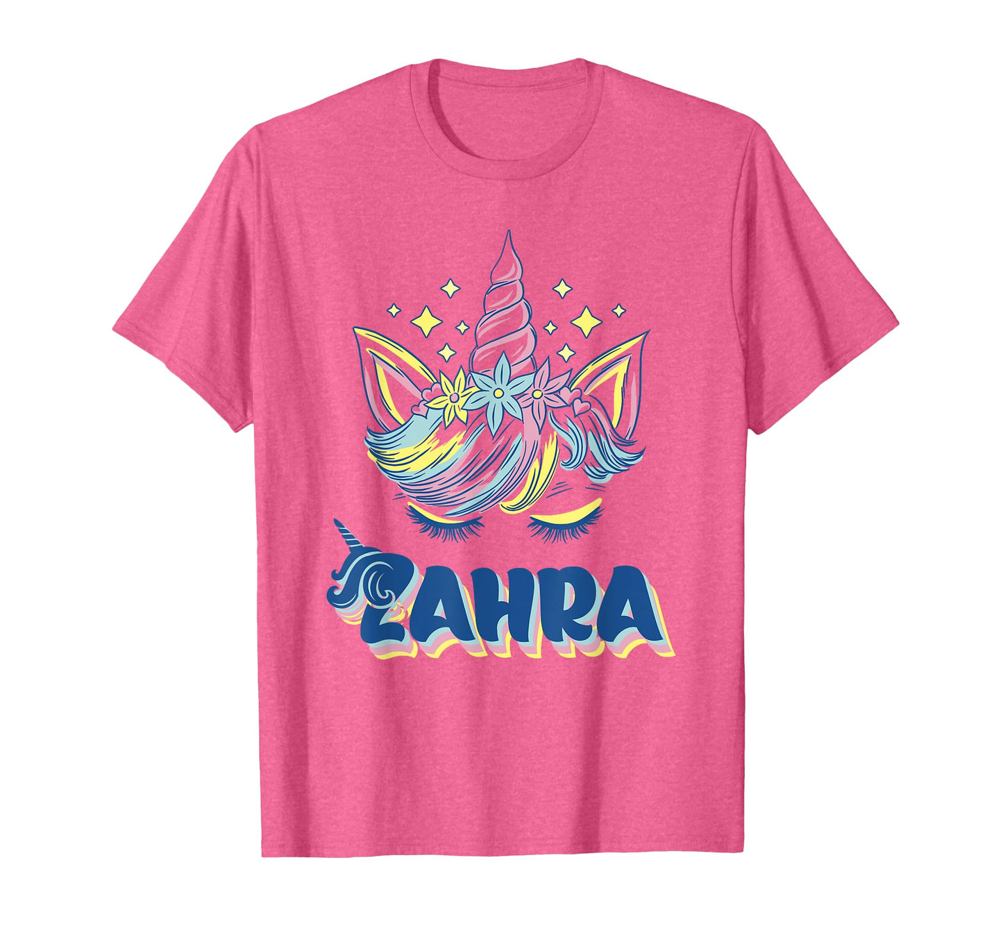 Zahra personalized custom name Rainbow Unicorn crown T-Shirt