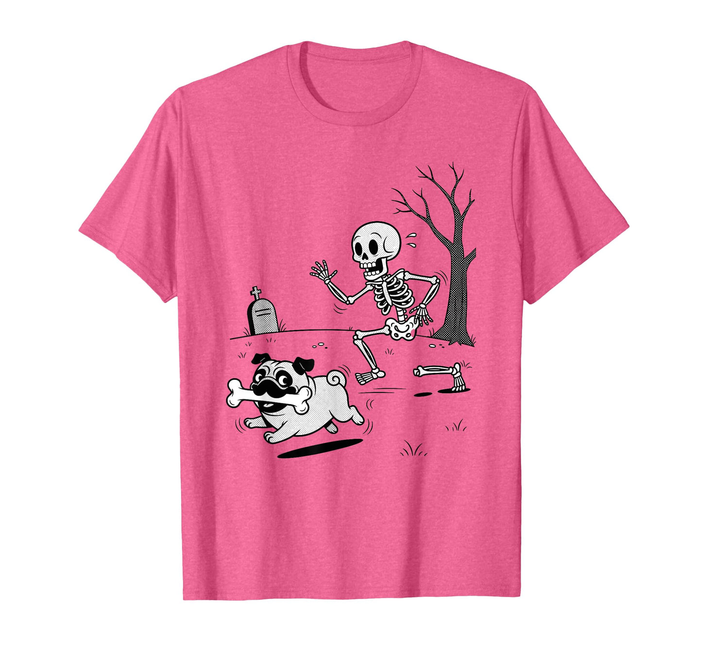 Halloween Dog Funny Skeleton Chasing French Bulldog T-Shirt