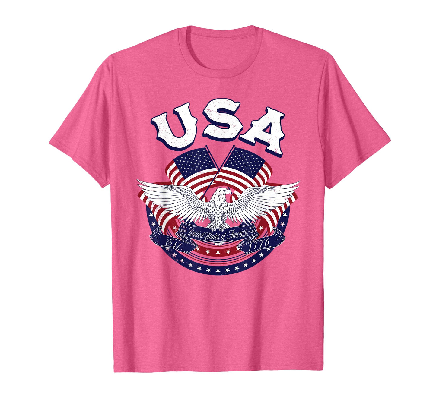 USA American Bald Eagle USA Flag July 4th red white and blue T-Shirt for Women Kids Men