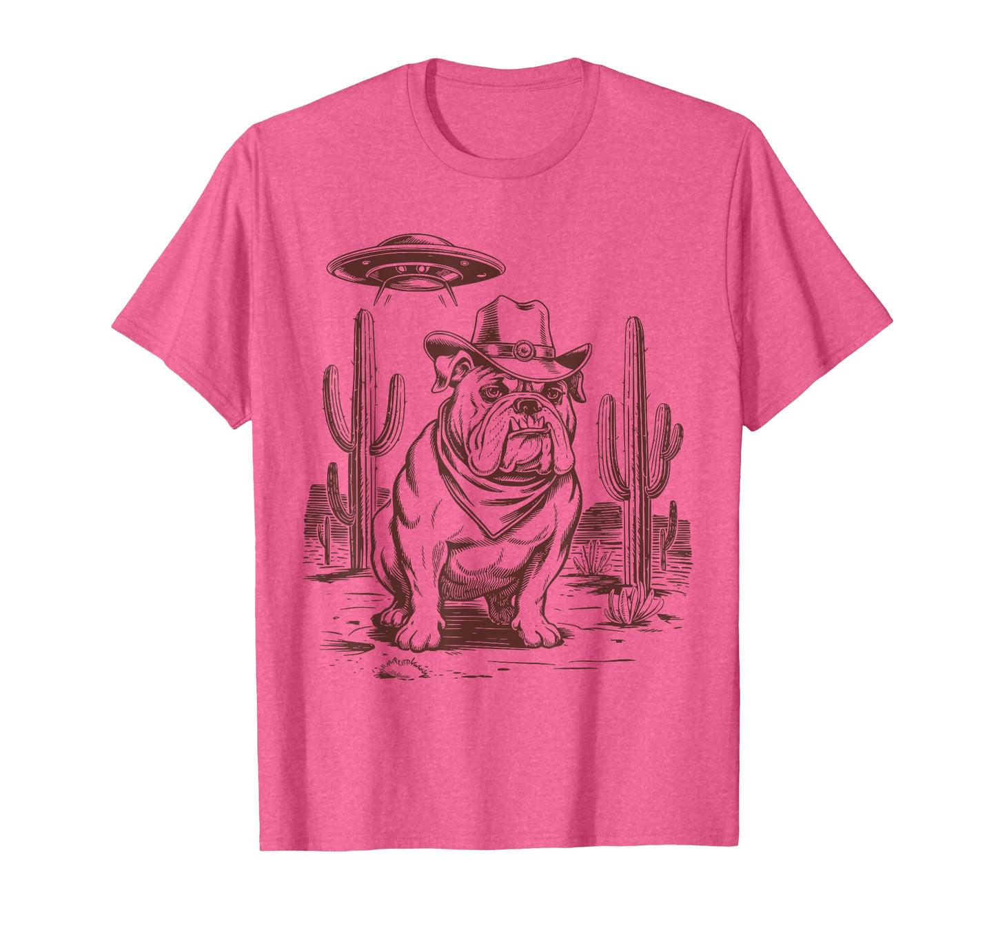 Bulldog UFO Western Vintage Alien 90s Retro Cowboy T-Shirt