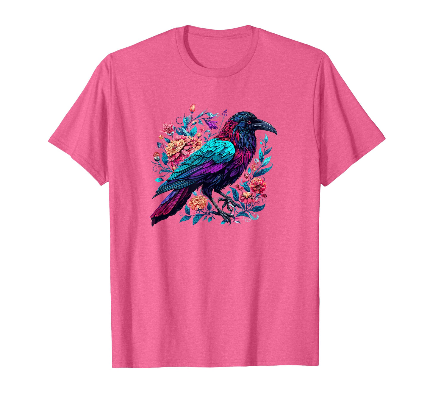 Gothic Edgar Allen Poe Nevermore Floral Crow Raven Lover T-Shirt