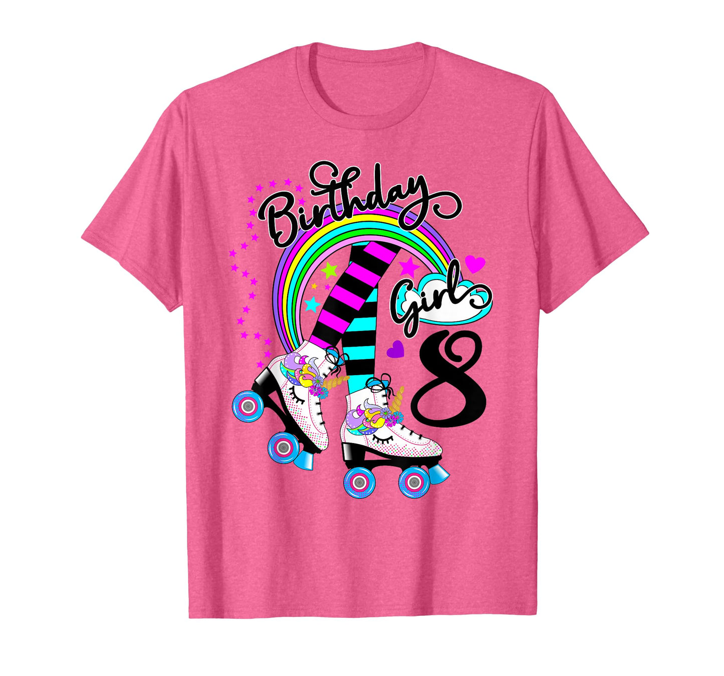 8th Unicorn Roller Skate Birthday Party for Girls Tee T-Shirt