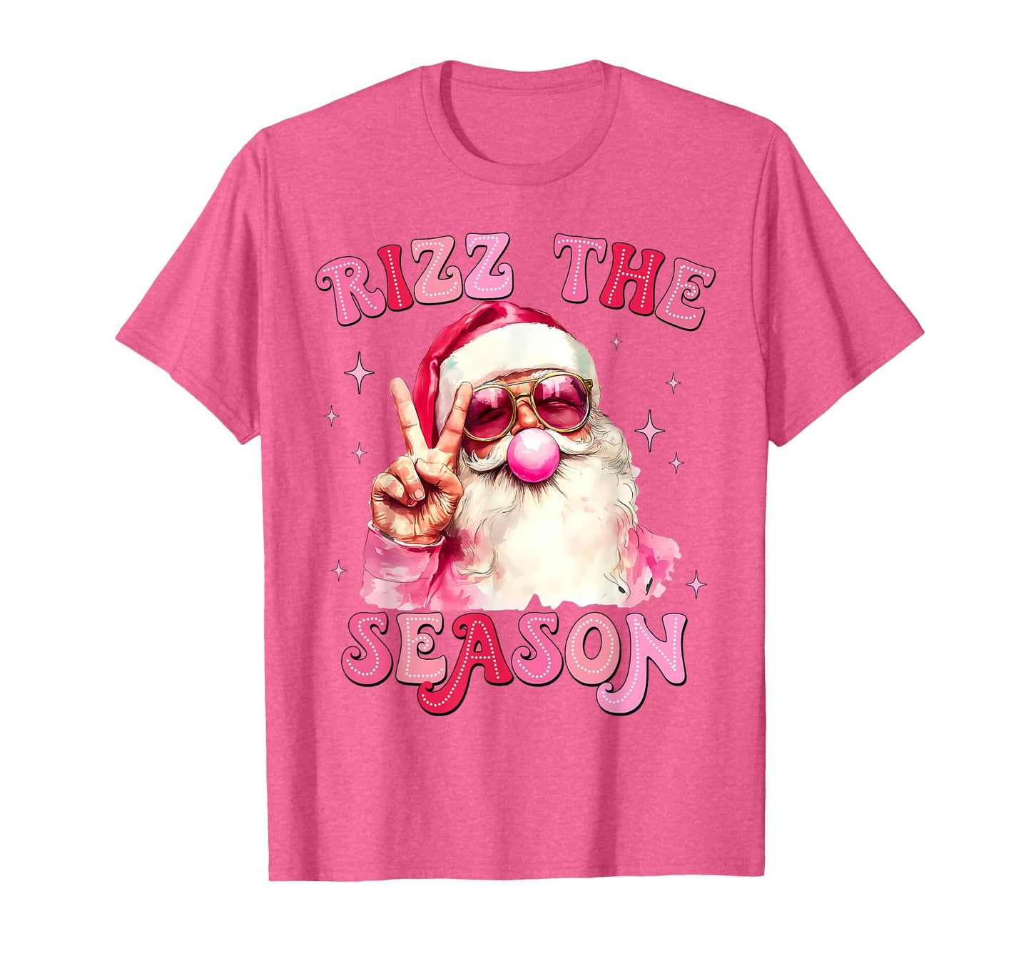 Rizz The Season Santa Pink Bubble Gum Rizzmas Christmas Kids T-Shirt