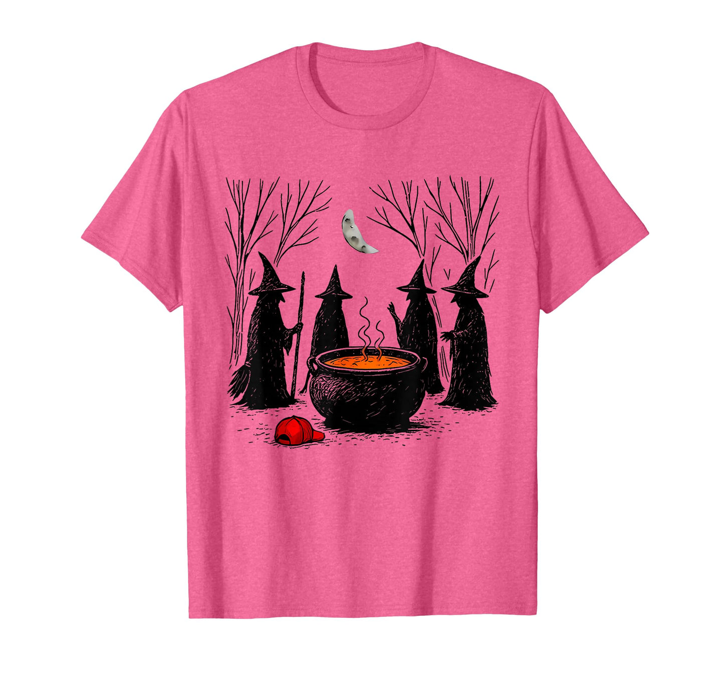 Funny Witches Brewing Cauldron Red Hat Anti Tr-mp Hallow T-Shirt