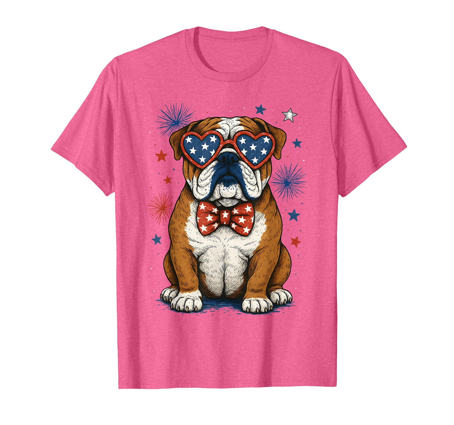 USA Flag Retro English Bulldog 4th Of July Merica Men Women T-Shirt