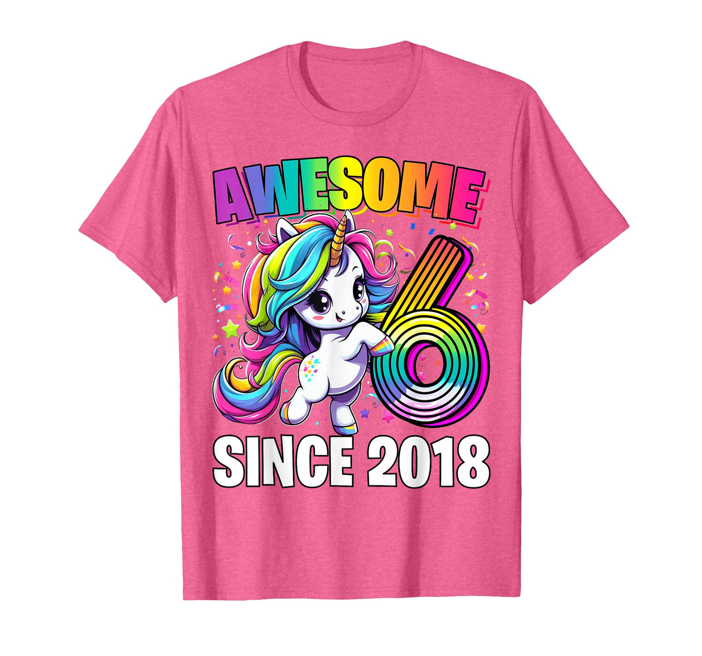 Unicorn 6th Birthday 6 Year Old Unicorn Party Girls Outfit T-Shirt