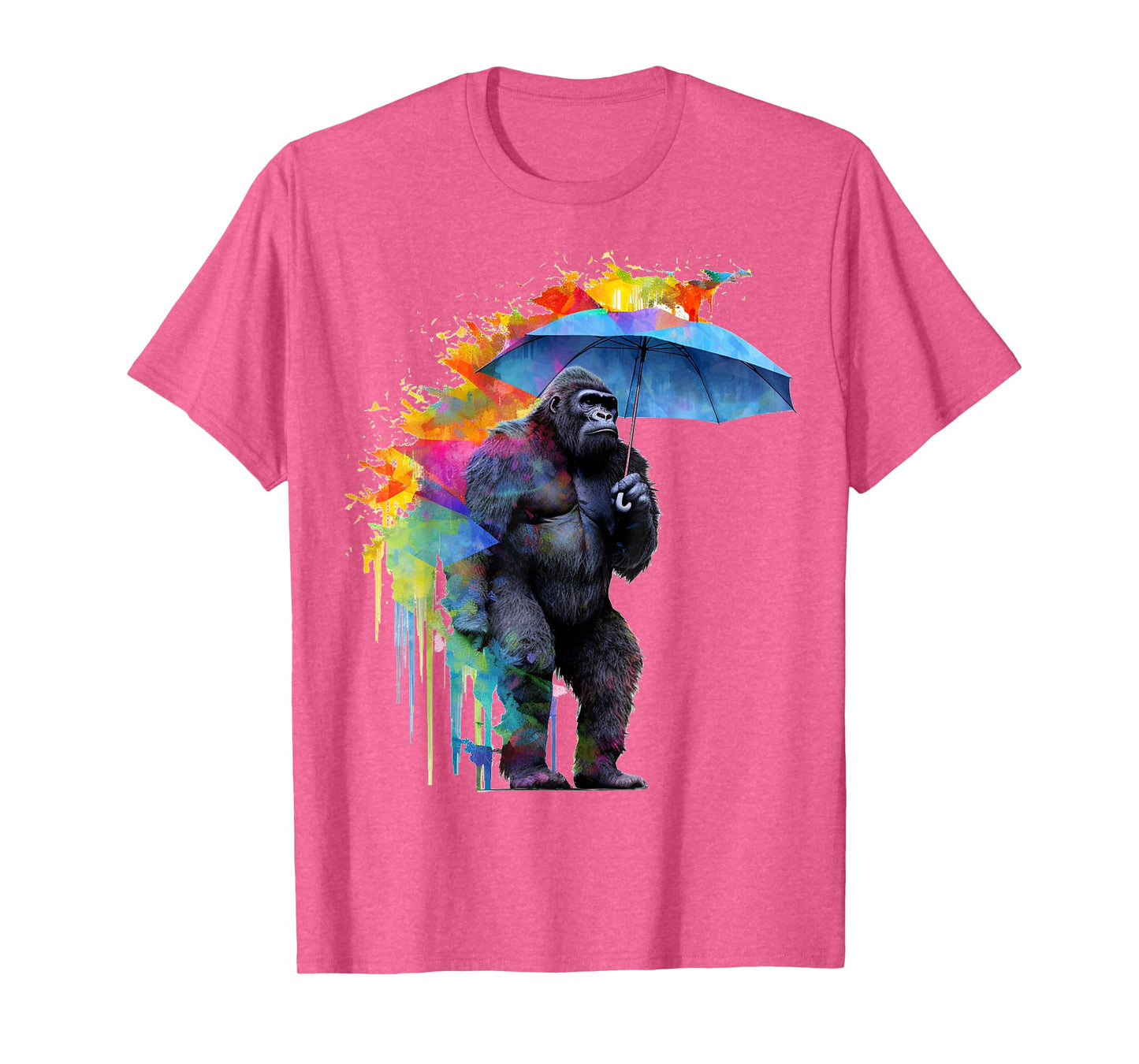 Gorilla Umbrella Artwork Colourful - Animal Monkey Zoo Gorilla T-Shirt