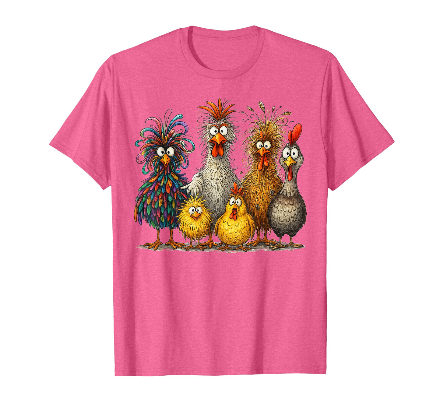 Eagerlys Colorful Funny Chicken Art, Crazy Chicken Family T-Shirt