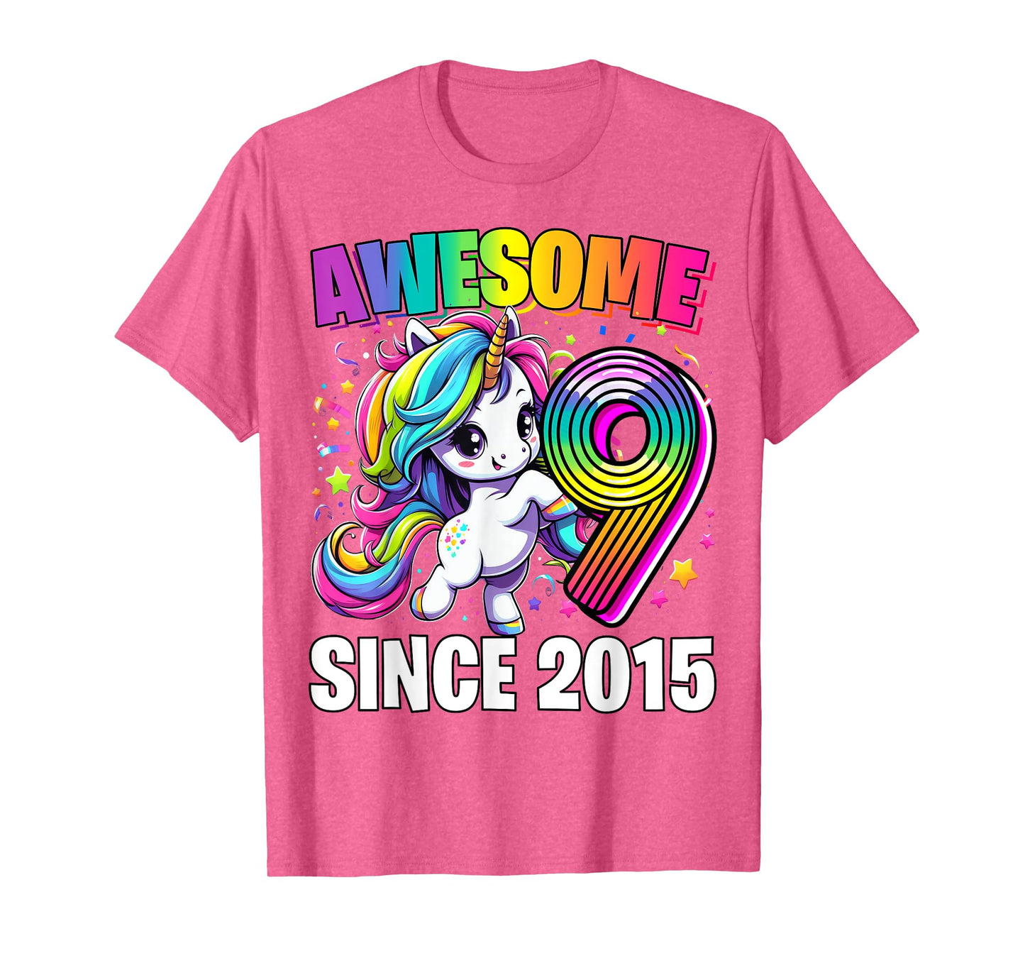 Unicorn 9th Birthday 9 Year Old Unicorn Party Girls Outfit T-Shirt