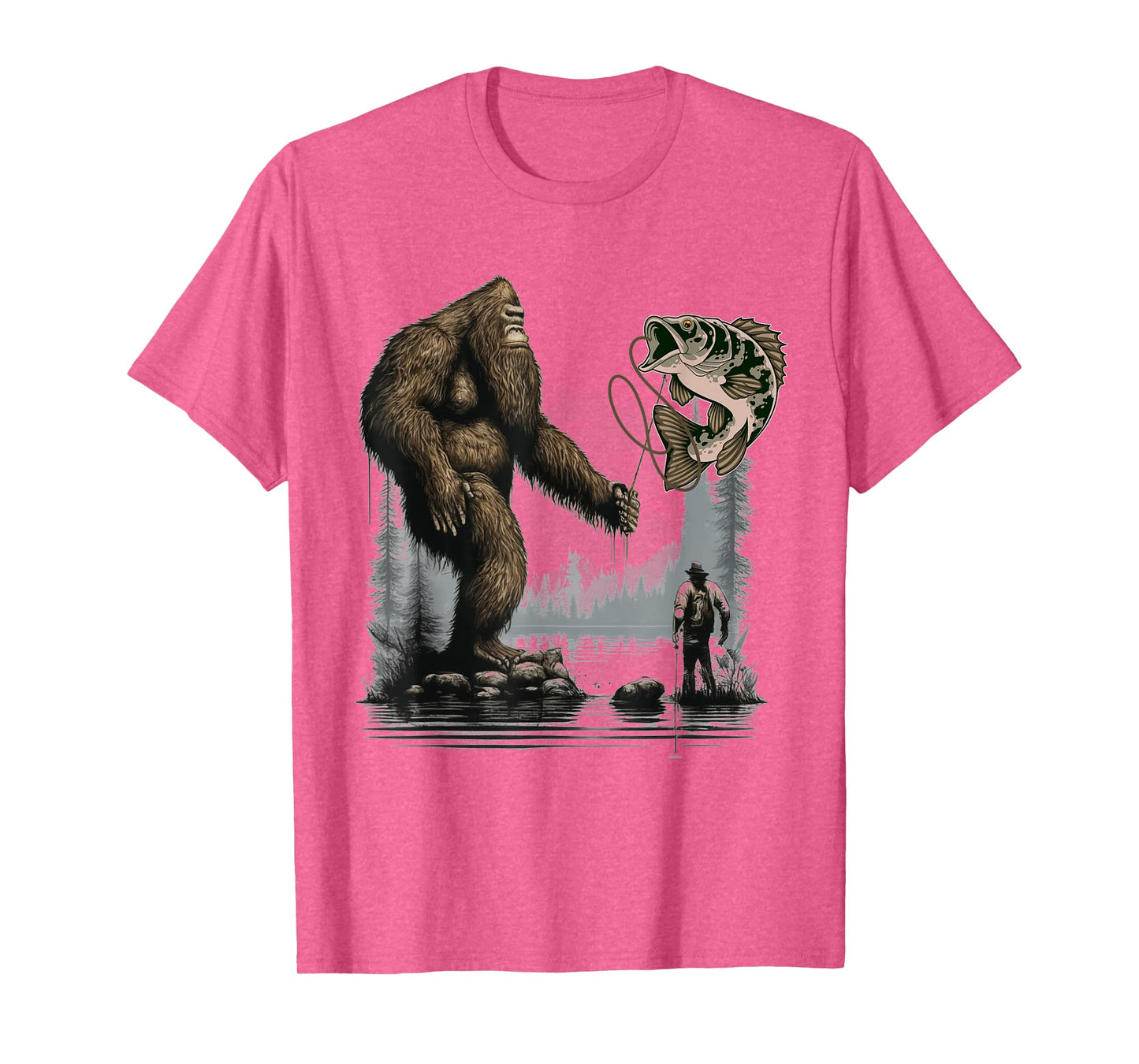 Bigfoot Fishing Funny Sasquatch Fish T-Shirt