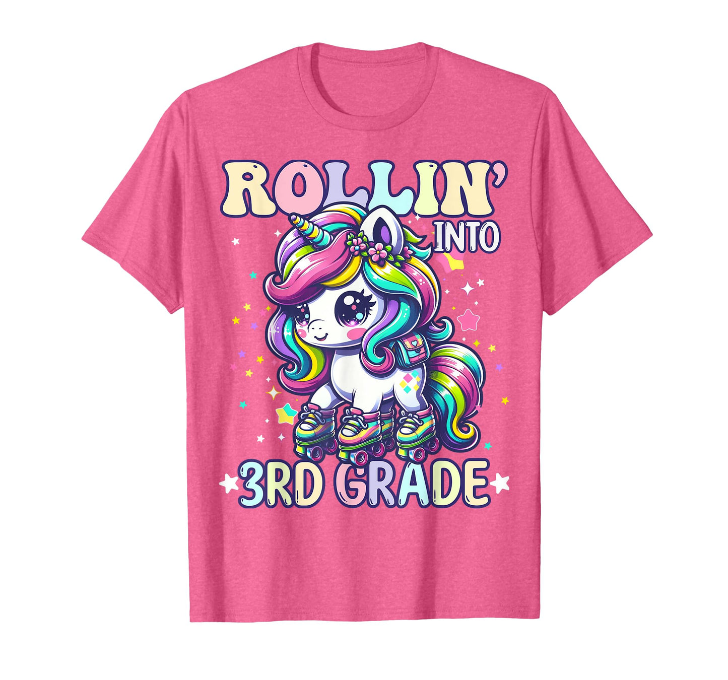3rd Grade Back To School First Day Girl Rollin Unicorn T-Shirt