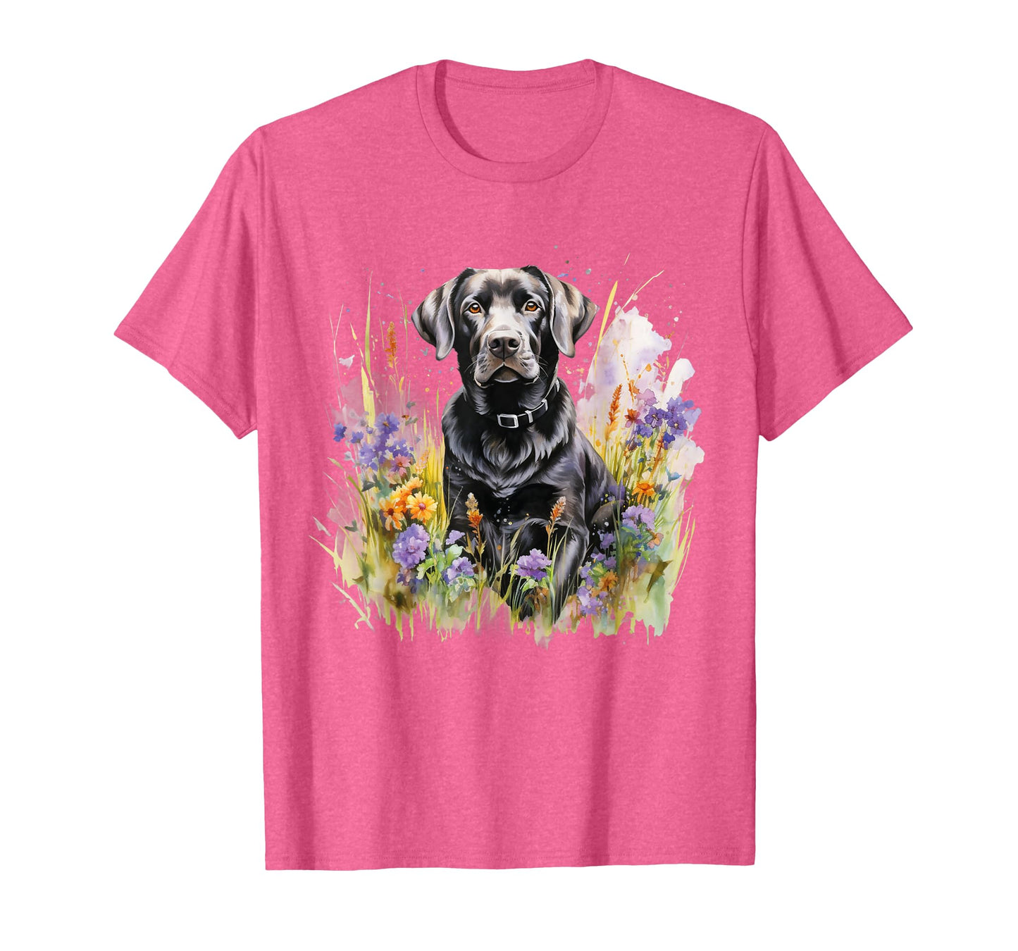 Floral Wildflower Dog Black Labrador Retriever T-Shirt